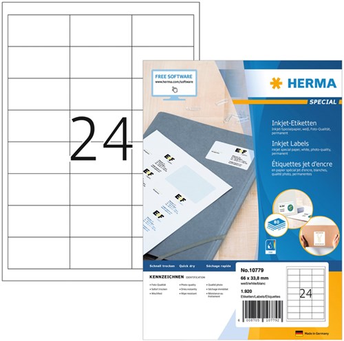 HERMA etiketten 10779 66x33.8mm wit 1920stuks