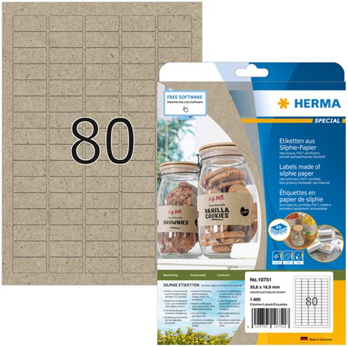 HERMA etiketten 10751 35.6x16.9mm silphie bruin 1600 stuks