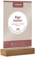 Kaarthouder A5 acryl met houten standaard
