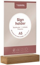 Kaarthouder A5 acryl met houten standaard