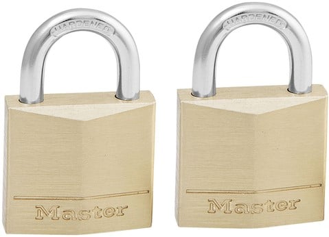 Hangslot MasterLock 2 gelijksluitend messing 30mm 2 stuks