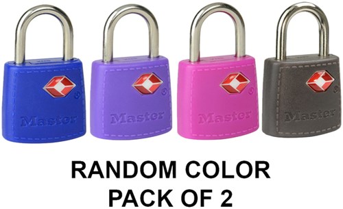 Hangslot Masterlock 2 gelijksluitend ABS cover TSA assorti in willekeurige kleur 30mm-3