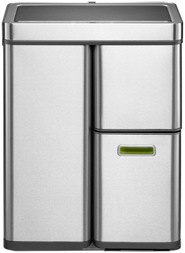Pedaalemmer 3 vakken 30 + 15 + 15 liter mat RVS Eko Mirage Plus Sensor Recycler