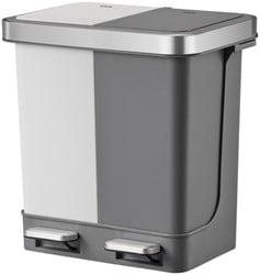 Dubbele pedaalemmer 2x10 liter EKO Hana Duo Recycling  grijs wit