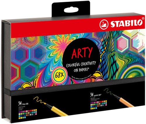 Fineliner STABILO point 88 & Pen 68 Arty creative assorti luxe box à 68 stuks