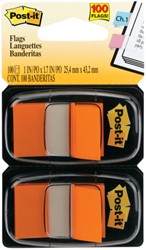 Indextabs 3M Post-it 680 25.4x43.2mm duopack oranje