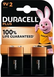 9 volt batterijen Duracell Plus 100% blister van 2 stuks