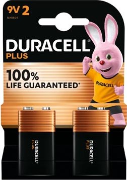 9 volt batterijen Duracell Plus 100% 2 stuks