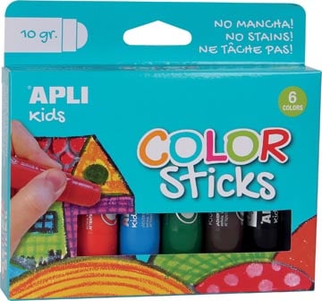 Apli Kids gouache sticks, blister de 6 pièces