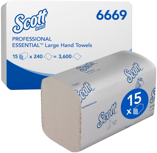 Handdoek Scott Essential Z-vouw 1-laags 20x31,8cm 15x240stuks wit 6669