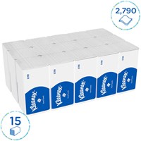 Handdoek Kleenex V-vouw 2-laags 21x21.2cm 15x186stuks wit 6789-2