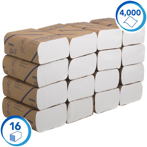 Handdoek Scott Z-vouw 1laags 20.3x24cm wit 16x250stuks 3749-2