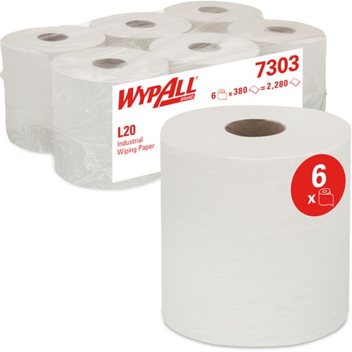 Poetsrol WypAll L20 2-laags 183cmx144m 380vel wit 7303