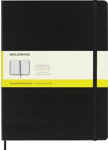 Moleskine notitieboek  19 x 25 cm geruit harde cover 192 blad zwart