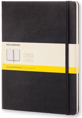 Moleskine notitieboek  19 x 25 cm geruit harde cover 192 blad zwart