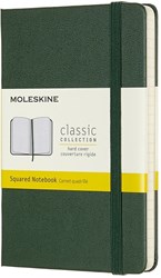 Notitieboek Moleskine pocket 90x140mm ruit 5x5mm hard cover myrtle green