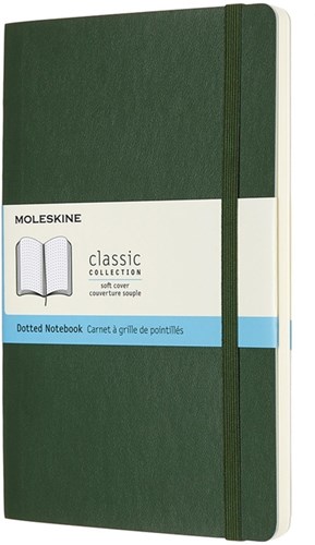 Moleskine notitieboek large 130x210mm dots soft cover myrtle green