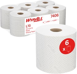 Poetsrol WypAll L10 1-laags 183cmx190m 500vel wit 7406