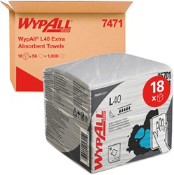 Poetsdoek WypAll L40 1-laags 304x317mm 18x56stuks wit 7471