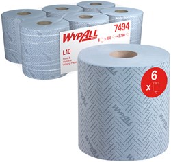 Wypall reinigingsdoeken L10 centerfeed 1-laags pak van 6 rollen blauw