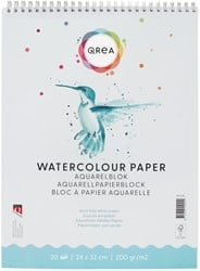Aquarelblok Qrea 24x32 20vel 200gr spiraal