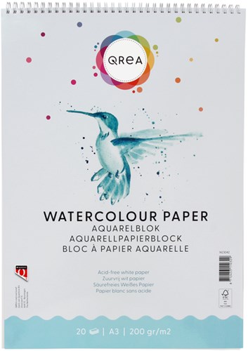 Aquarelblok Qrea A3 20vel 200gr spiraal