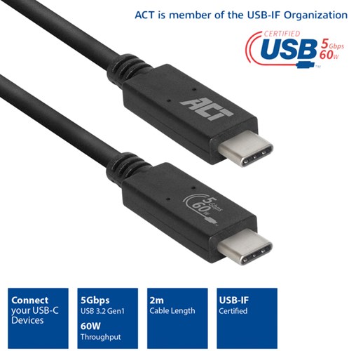 USB-C kabel 2 meter 3.2 USB-IF gecertificeerd -3