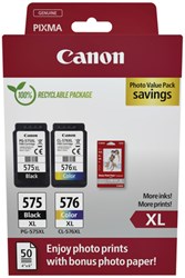 Canon photo value pack 1 x PG-575XL + 1 x CL-576XL 300 - 400 pagina's OEM 5437C006 4 kleuren Pixma TR TS ink+photo paper (2) blk-col