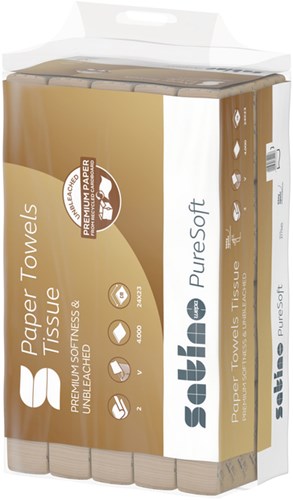 Handdoek Satino PureSoft PT3 V-vouw 2-laags 240x230mm 20x200vel naturel 277540