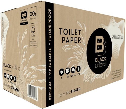 Toiletpapier BlackSatino GreenGrow ST10 systeemrol 2-laags 712vel naturel 314680