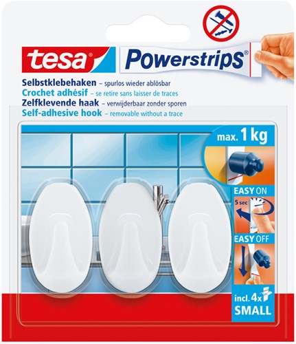 Haken Tesa Powerstrips® SMALL Ovaal zelfklevend verwijderbaar wit