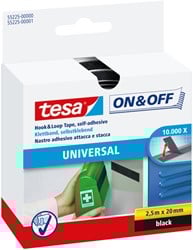Klittenband Tesa® On & Off Zelfklevend 2.5mx20mm zwart