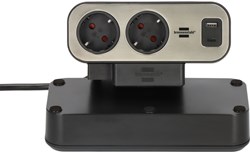 Stekkerdoos Brennenstuhl Estilo bureau duplex 10-voudig 1 USB C 1 USB A 2m zilver/zwart