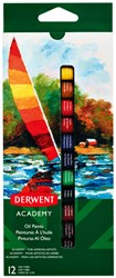 Derwent olieverf Academy , 12 ml blister van 12 tubes in geassorteerde kleuren