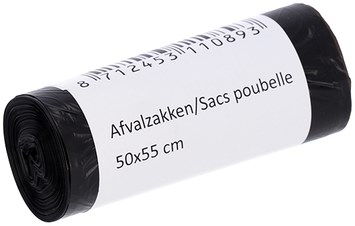 Afvalzak Cleaninq 50x55cm HDPE T15 25L zwart
