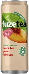 Fuze Tea frisdrank, niet-bruisend, sleek blik van 33 cl, pak van 24 stuks, perzik hibiscus