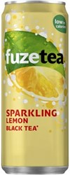 Fuze Tea bruisend zwarte thee frisdrank, sleek blik van 33 cl, pak van 24 stuks