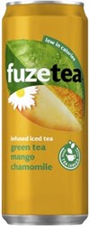 Fuze Tea frisdrank, niet-bruisend, sleek blik van 33 cl, pak van 24 stuks, groene thee mango kamille