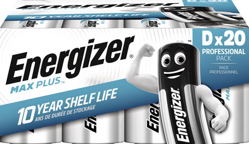 D batterijen Energizer Max Plus 20xD alkaline 10 jaar energie 1 stuk