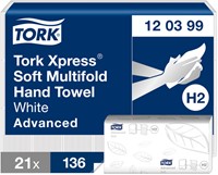 Tork papieren handdoekjes Xpress H2 Multifold advanced 2-laags wit