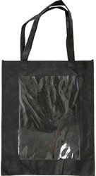 Draagtas zwart 42x34x12cm met plastic inschuifvak