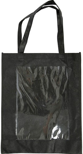 Draagtas zwart 42x34x12cm met plastic inschuifvak