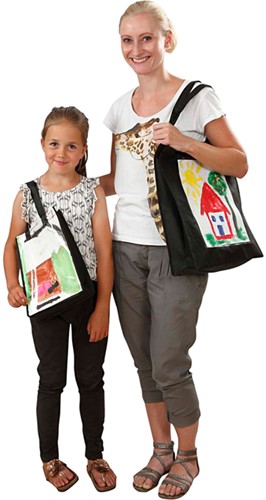 Draagtas zwart 42x34x12cm met plastic inschuifvak-3