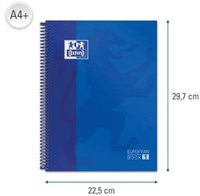 Oxford School Classic Europeanbook spiraalblok A4+ 160 bladzijden geruit 5 mm donkerblauw-3