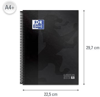 Oxford School Classic Europeanbook spiraalblok A4+ 160 bladzijden geruit 5 mm zwart-3