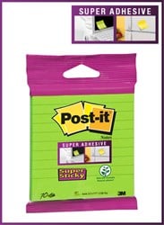 Memoblok 3M Post-it XL-LL Super Sticky 101mmx101mm groen met lijn