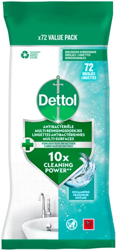 Reinigingsdoekjes Dettol antibacterieël Ocean 72st
