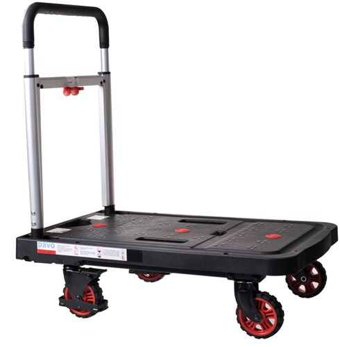 Transportkar Pavo Platform Trolley inklapbaar 137kg zwart