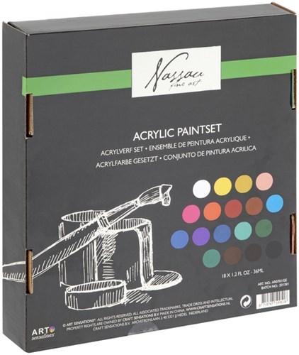 Acrylverf Nassau fine art doos à 18 tubes à 36ml-2
