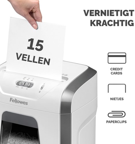 Papiervernietiger Fellowes Powershred 15C snippers 4x40mm wit-2
